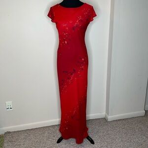 Choon Red Flutter Sleeve Maxi Gown for Weddings